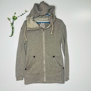 Burton Zip Up Tunic Length Hooded Sweatshirt Oatmeal Heather Tan Gray Sz Medium